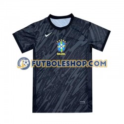 Segunda Equipación del Brasil Portero Copa America 2024 Negro Manga Corta para Hombre