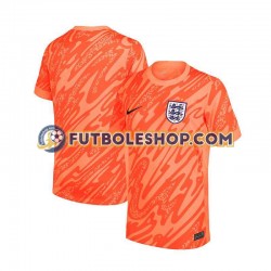 Primera Equipación del Inglaterra Portero Euro 2024 Naranja Manga Corta para Hombre