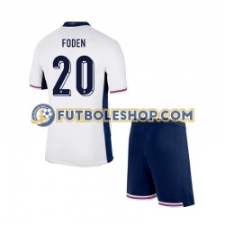 Primera Equipación del Inglaterra Phil Foden 20 Euro 2024 Manga Corta para Niño (Camiseta y pantalón)