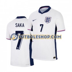 Primera Equipación del Inglaterra Saka 7 Euro 2024 Blanco Manga Corta para Hombre
