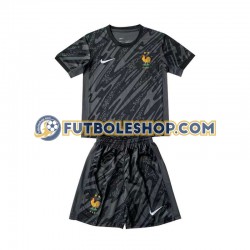 Segunda Equipación del Francia Portero Euro 2024 Negro Manga Corta para Niño (Camiseta y pantalón)