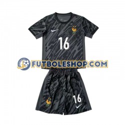 Segunda Equipación del Francia Portero Mike Maignan 16 Euro 2024 Negro Manga Corta para Niño (Camiseta y pantalón)