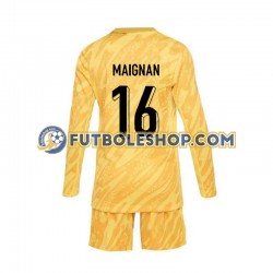 Primera Equipación del Francia Portero Mike Maignan 16 Euro 2024 Amarillo ML para Niño (Camiseta y pantalón)