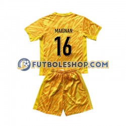 Primera Equipación del Francia Portero Mike Maignan 16 Euro 2024 Amarillo Manga Corta para Niño (Camiseta y pantalón)