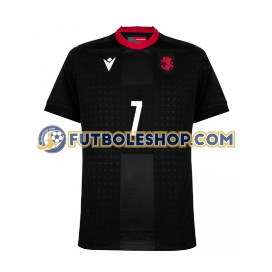 Segunda Equipación del Georgia Kvaratskhelia 7 Euro 2024 Negro Manga Corta para Hombre