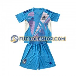 Tercera Equipación del México Portero 2024 Azul Manga Corta para Niño (Camiseta y pantalón)