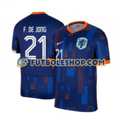 Segunda Equipación del Países Bajos Frenkie de Jong 21 Euro 2024 Manga Corta para Hombre
