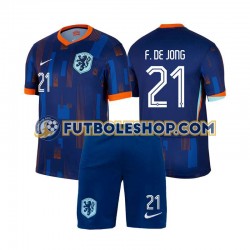 Segunda Equipación del Países Bajos Frenkie de Jong 21 Euro 2024 Manga Corta para Niño (Camiseta y pantalón)