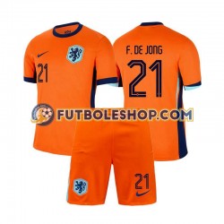 Primera Equipación del Países Bajos Frenkie de Jong 21 Euro 2024 Manga Corta para Niño (Camiseta y pantalón)