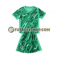 Primera Equipación del Países Bajos Portero Euro 2024 Verde Manga Corta para Niño (Camiseta y pantalón)