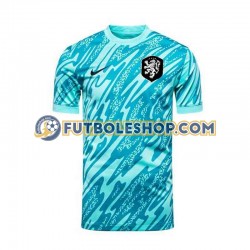 Tercera Equipación del Países Bajos Portero Euro 2024 Azul Manga Corta para Hombre