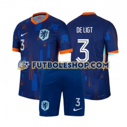 Segunda Equipación del Países Bajos Matthijs de Ligt 3 Euro 2024 Manga Corta para Niño (Camiseta y pantalón)