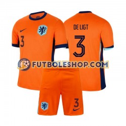 Primera Equipación del Países Bajos Matthijs de Ligt 3 Euro 2024 Manga Corta para Niño (Camiseta y pantalón)