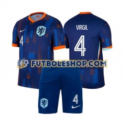 Segunda Equipación del Países Bajos Virgil van Dijk 4 Euro 2024 Manga Corta para Niño (Camiseta y pantalón)