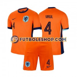 Primera Equipación del Países Bajos Virgil van Dijk 4 Euro 2024 Manga Corta para Niño (Camiseta y pantalón)