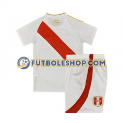 Primera Equipación del Perú Copa America 2024 Blanco Manga Corta para Niño (Camiseta y pantalón)