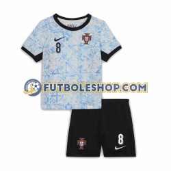Segunda Equipación del Portugal Bruno Fernandes 8 Euro 2024 Manga Corta para Niño (Camiseta y pantalón)