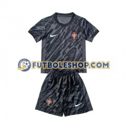 Segunda Equipación del Portugal Portero Euro 2024 Negro Manga Corta para Niño (Camiseta y pantalón)