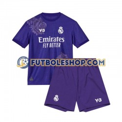Cuarta Equipación del Real Madrid 2023-2024 Púrpura Manga Corta para Niño (Camiseta y pantalón)
