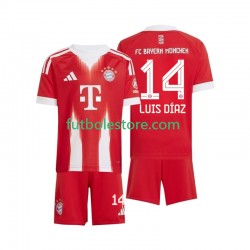 Primera Equipación del Bayern de Múnich Luis Diaz 14 2025-2026 Manga Corta para Niño (Camiseta y pantalón)