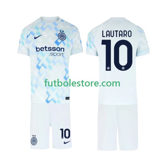 Segunda Equipación del Inter Milan Lautaro Martinez 10 2025-2026 Manga Corta para Niño (Camiseta y pantalón)