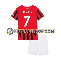 Primera Equipación del AC Milan Alvaro Morata 7 2024-2025 Manga Corta para Niño (Camiseta y pantalón)