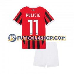 Primera Equipación del AC Milan Christian Pulisic 11 2024-2025 Manga Corta para Niño (Camiseta y pantalón)