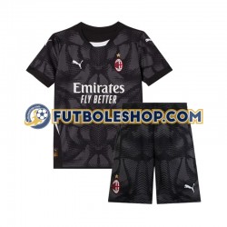 Primera Equipación del AC Milan Portero 2024-2025 Negro Manga Corta para Niño (Camiseta y pantalón)