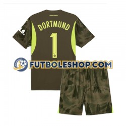 Segunda Equipación del Borussia Dortmund Portero Gregor Kobel 1 2024-2025 Manga Corta para Niño (Camiseta y pantalón)