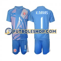Primera Equipación del Costa Rica Portero Keylor Navas 1 2024 Azul Manga Corta para Niño (Camiseta y pantalón)