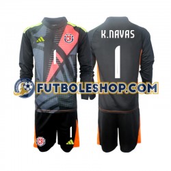 Tercera Equipación del Costa Rica Portero Keylor Navas 1 2024 Negro ML para Niño (Camiseta y pantalón)