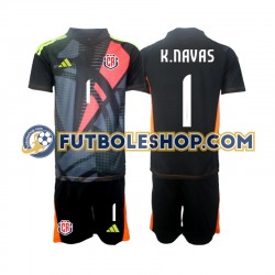 Tercera Equipación del Costa Rica Portero Keylor Navas 1 2024 Negro Manga Corta para Niño (Camiseta y pantalón)