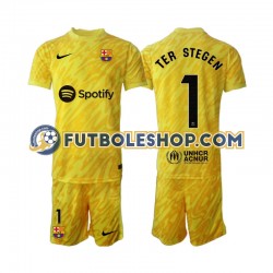 Segunda Equipación del FC Barcelona Portero Ter Stegen 1 2024-2025 Manga Corta para Niño (Camiseta y pantalón)
