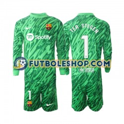 Primera Equipación del FC Barcelona Portero Ter Stegen 1 2024-2025 Verde ML para Niño (Camiseta y pantalón)