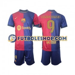 Primera Equipación del FC Barcelona UCL Font Robert Lewandowski 9 2024-2025 Manga Corta para Niño (Camiseta y pantalón)
