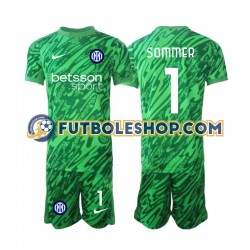 Primera Equipación del Inter Milan Portero Yann Sommer 1 2024-2025 Manga Corta para Niño (Camiseta y pantalón)