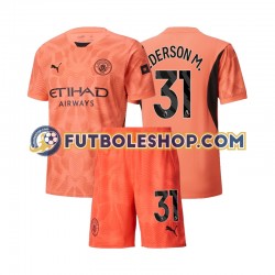 Segunda Equipación del Manchester City Portero Ederson Moraes 31 2024-2025 Manga Corta para Niño (Camiseta y pantalón)