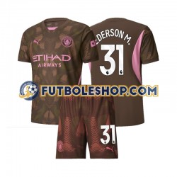 Primera Equipación del Manchester City Portero Ederson Moraes 31 2024-2025 Manga Corta para Niño (Camiseta y pantalón)