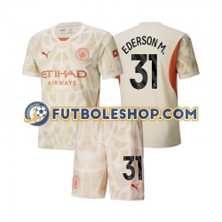 Tercera Equipación del Manchester City Portero Ederson Moraes 31 2024-2025 Manga Corta para Niño (Camiseta y pantalón)