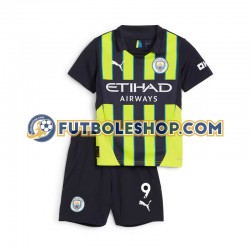 Segunda Equipación del Manchester City Haaland 9 2024-2025 Manga Corta para Niño (Camiseta y pantalón)