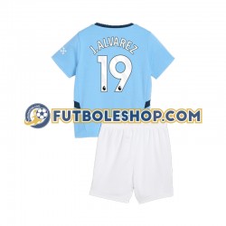 Primera Equipación del Manchester City Julian Alvarez 19 2024-2025 Manga Corta para Niño (Camiseta y pantalón)