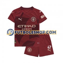 Tercera Equipación del Manchester City Phil Foden 47 2024-2025 Manga Corta para Niño (Camiseta y pantalón)
