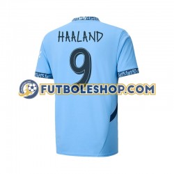 Primera Equipación del Manchester City UCL Font Haaland 9 2024-2025 Manga Corta para Hombre