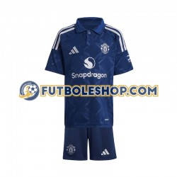 Segunda Equipación del Manchester United 2024-2025 Rojo Manga Corta para Niño (Camiseta y pantalón)