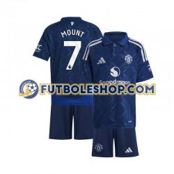 Segunda Equipación del Manchester United Mason Mount 7 2024-2025 Rojo Manga Corta para Niño (Camiseta y pantalón)