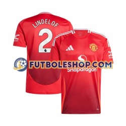 Primera Equipación del Manchester United Victor Lindelof 2 2024-2025 Rojo Manga Corta para Hombre