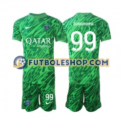 Segunda Equipación del Paris Saint-Germain Portero Gianluigi Donnarumma 99 2024-2025 Manga Corta para Niño (Camiseta y pantalón)