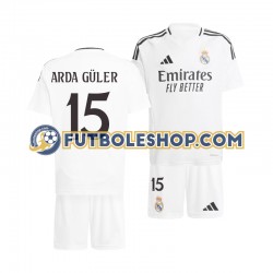 Primera Equipación del Real Madrid Arda Guler 15 2024-2025 Manga Corta para Niño (Camiseta y pantalón)