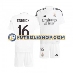 Primera Equipación del Real Madrid ENDRICK 16 2024-2025 Manga Corta para Niño (Camiseta y pantalón)