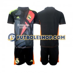 Segunda Equipación del Real Madrid Portero 2024-2025 Negro Manga Corta para Niño (Camiseta y pantalón)